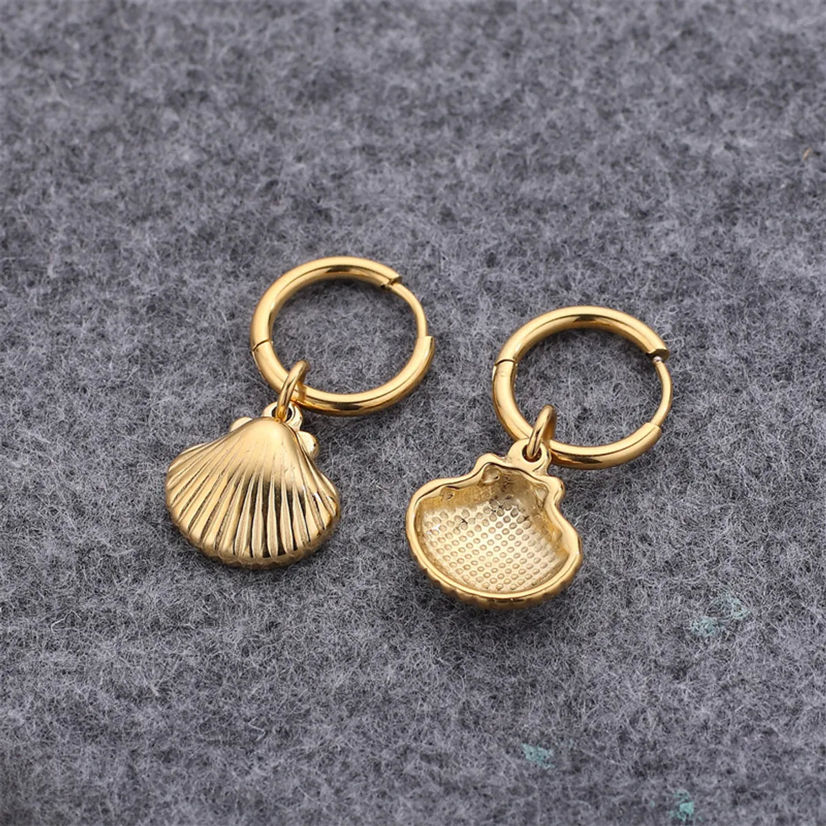 1 Pair Simple Style Classic Style Starfish Conch Shell Plating Stainless Steel Gold Plated Earrings