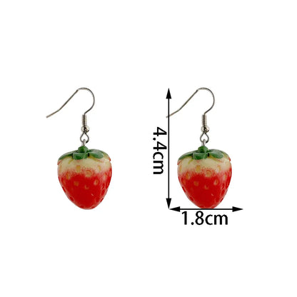 1 Pair Simple Style Classic Style Strawberry Inlay Resin Resin Drop Earrings