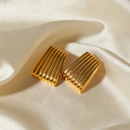 1 Pair Simple Style Classic Style Stripe Plating 316 Stainless Steel  18K Gold Plated Ear Studs