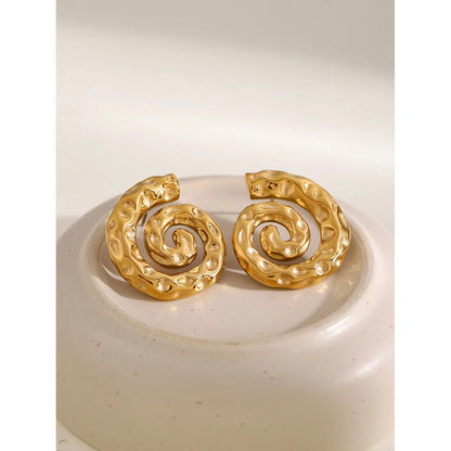 1 Pair Simple Style Classic Style Thread Plating 304 Stainless Steel 18K Gold Plated Ear Studs