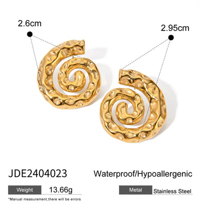 1 Pair Simple Style Classic Style Thread Plating 304 Stainless Steel 18K Gold Plated Ear Studs