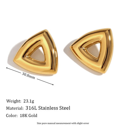 1 Pair Simple Style Classic Style Triangle Hollow Out Stainless Steel 18K Gold Plated Ear Studs