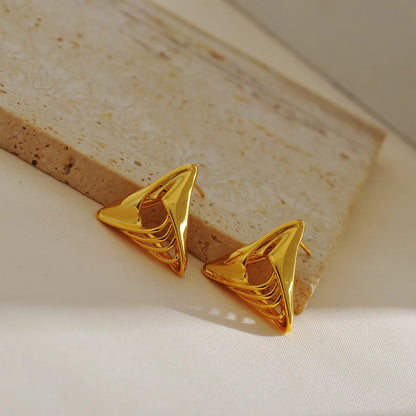 1 Pair Simple Style Classic Style Triangle Plating Copper 18K Gold Plated Ear Studs