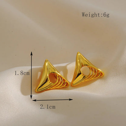 1 Pair Simple Style Classic Style Triangle Plating Copper 18K Gold Plated Ear Studs