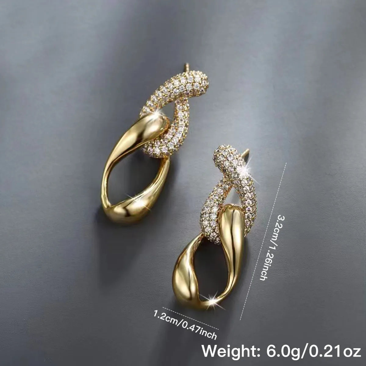 1 Pair Simple Style Classic Style Twist Inlay Copper Zircon Drop Earrings