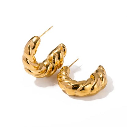 1 Pair Simple Style Classic Style Twist Plating 304 Stainless Steel 18K Gold Plated Ear Studs