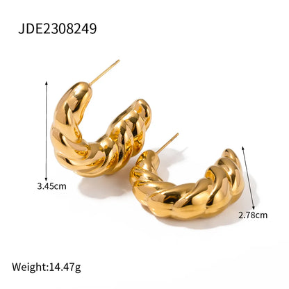 1 Pair Simple Style Classic Style Twist Plating 304 Stainless Steel 18K Gold Plated Ear Studs