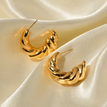 1 Pair Simple Style Classic Style Twist Plating 304 Stainless Steel 18K Gold Plated Ear Studs