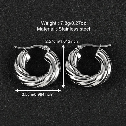 1 Pair Simple Style Classic Style U Shape Solid Color Polishing Plating 304 Stainless Steel 18K Gold Plated Hoop Earrings