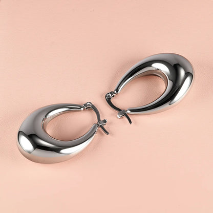 1 Pair Simple Style Classic Style U Shape Solid Color Polishing Plating 304 Stainless Steel 18K Gold Plated Hoop Earrings