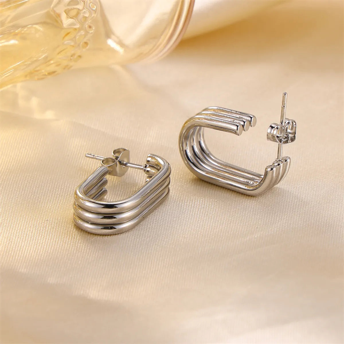 1 Pair Simple Style Classic Style U Shape 304 Stainless Steel Earrings