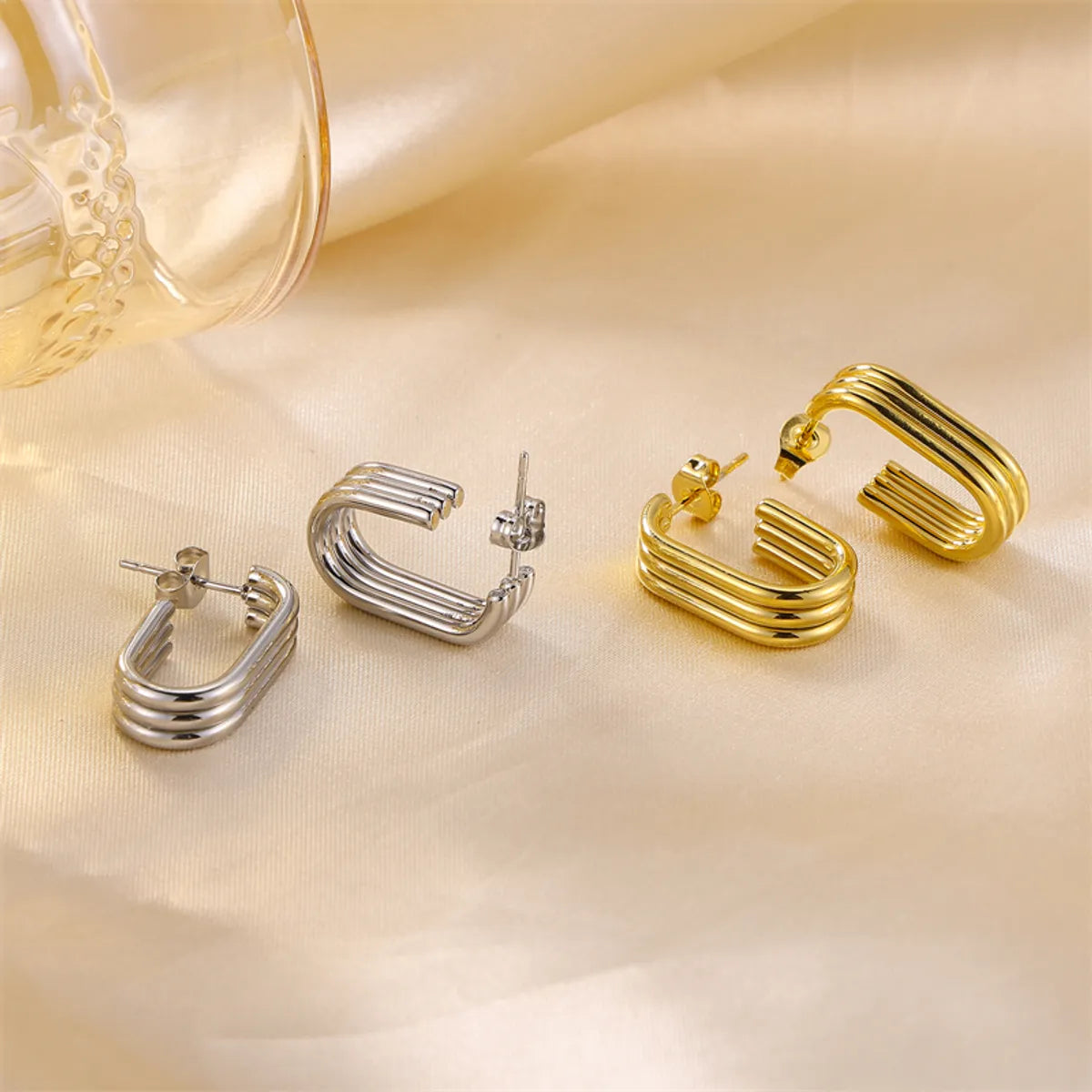 1 Pair Simple Style Classic Style U Shape 304 Stainless Steel Earrings