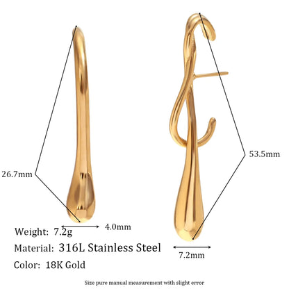 1 Pair Simple Style Classic Style Water Droplets Asymmetrical 304 Stainless Steel 18K Gold Plated Ear Studs