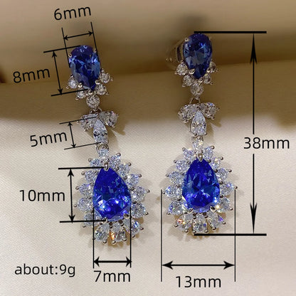 1 Pair Simple Style Classic Style Water Droplets Flower Inlay Copper Zircon Drop Earrings