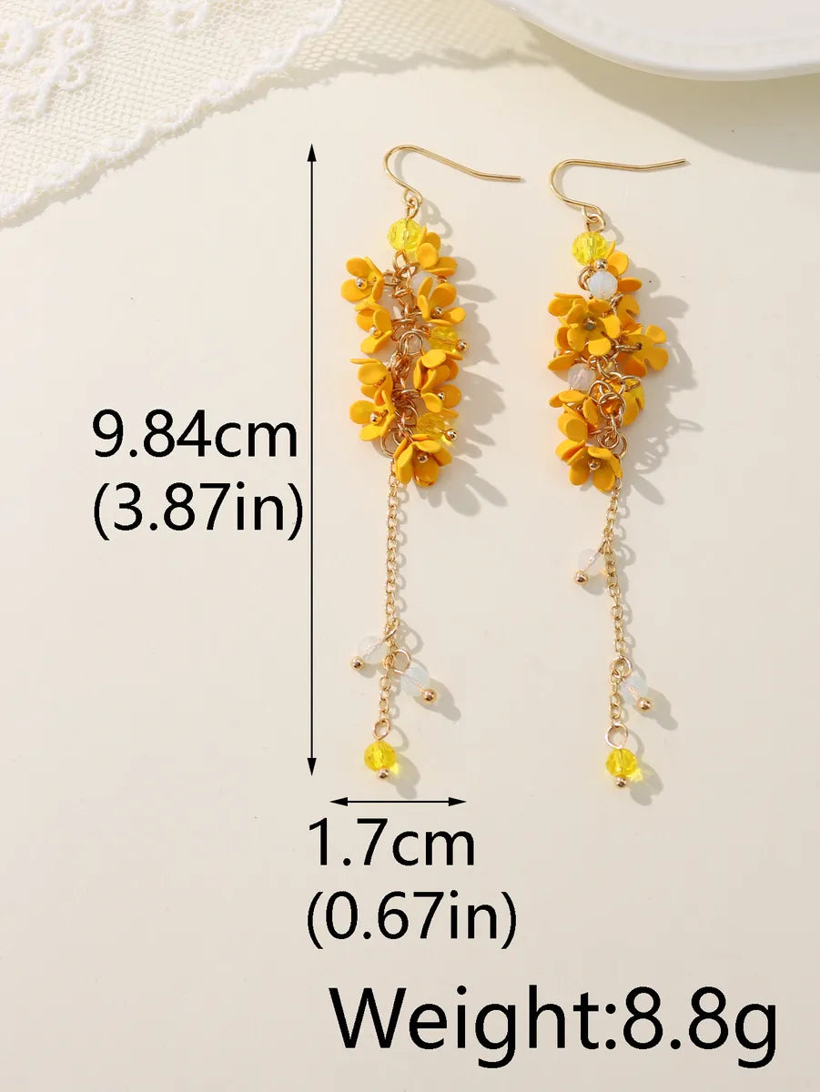 1 Pair Simple Style Classic Style Water Droplets Flower Metal 14k Gold Plated Drop Earrings