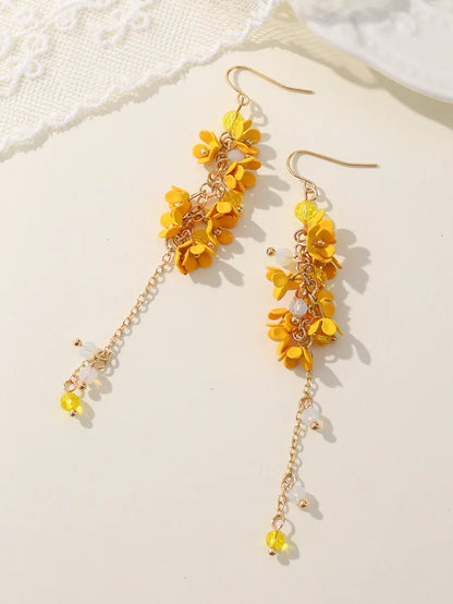 1 Pair Simple Style Classic Style Water Droplets Flower Metal 14k Gold Plated Drop Earrings