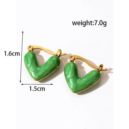 1 Pair Simple Style Classic Style Water Droplets Heart Shape Plating Stainless Steel 18k Gold Plated Ear Studs