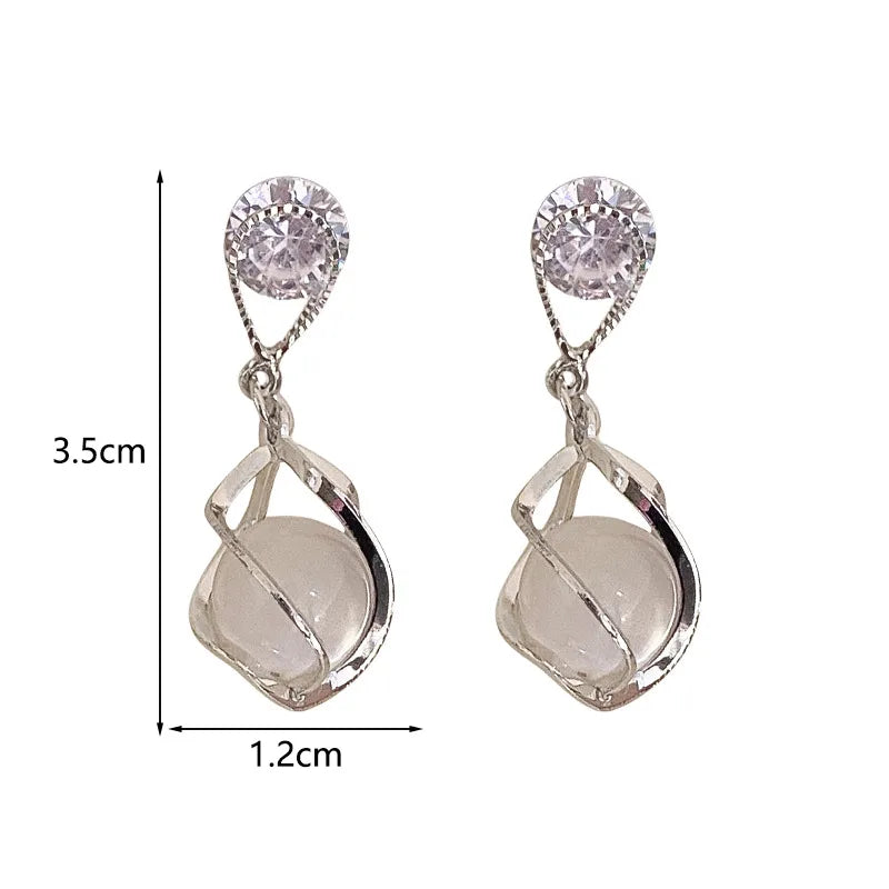 1 Pair Simple Style Classic Style Water Droplets Inlay Copper Opal Drop Earrings