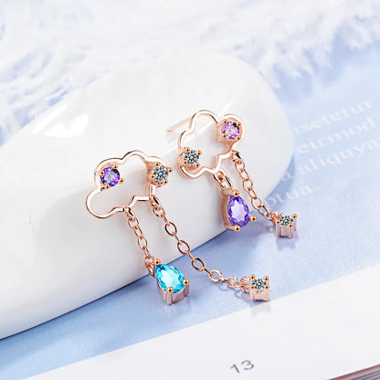 1 Pair Simple Style Classic Style Water Droplets Inlay Copper Zircon Drop Earrings