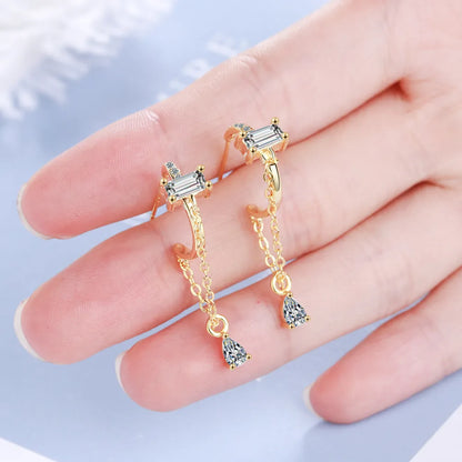 1 Pair Simple Style Classic Style Water Droplets Inlay Copper Zircon Drop Earrings