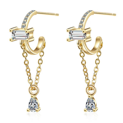 1 Pair Simple Style Classic Style Water Droplets Inlay Copper Zircon Drop Earrings