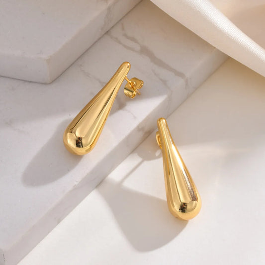 1 Pair Simple Style Classic Style Water Droplets Plating 201 Stainless Steel 18K Gold Plated Ear Studs