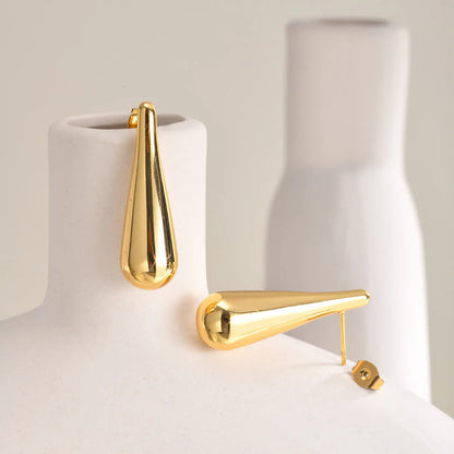 1 Pair Simple Style Classic Style Water Droplets Plating 201 Stainless Steel 18K Gold Plated Ear Studs