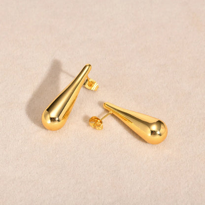 1 Pair Simple Style Classic Style Water Droplets Plating 201 Stainless Steel 18K Gold Plated Ear Studs