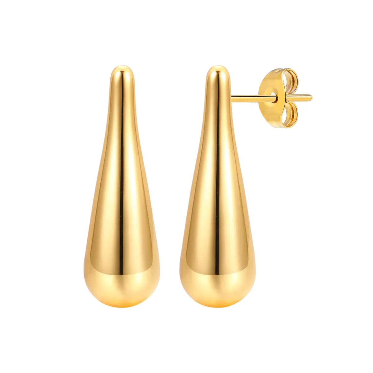 1 Pair Simple Style Classic Style Water Droplets Plating 201 Stainless Steel 18K Gold Plated Ear Studs