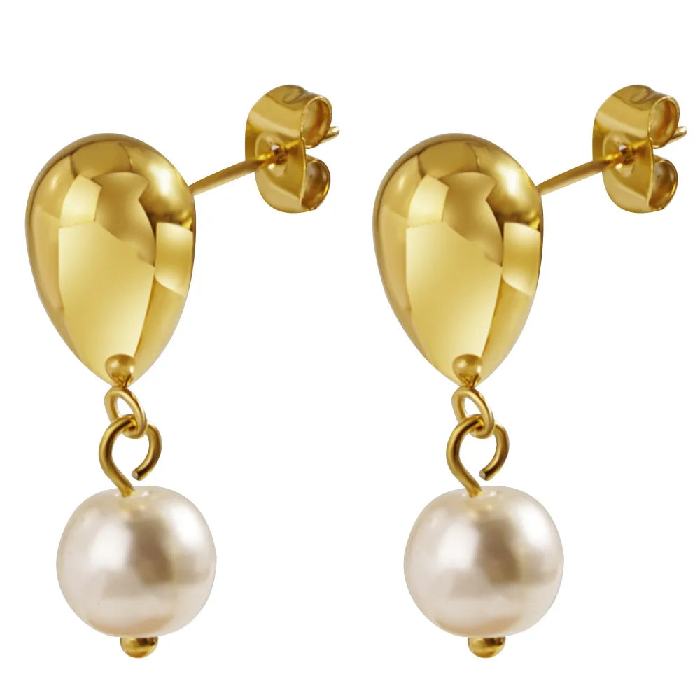 1 Pair Simple Style Classic Style Water Droplets Plating 304 Stainless Steel 18K Gold Plated Drop Earrings