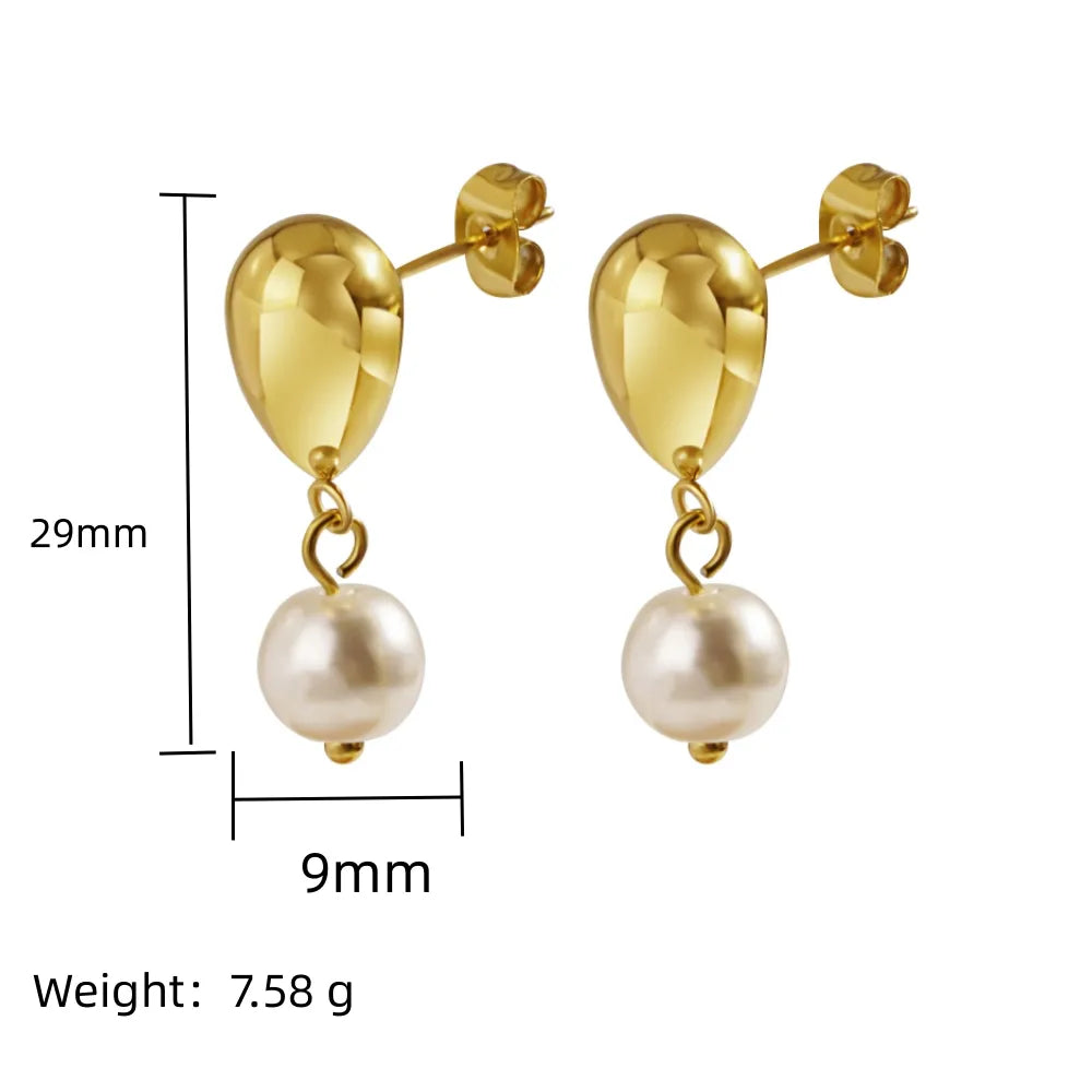 1 Pair Simple Style Classic Style Water Droplets Plating 304 Stainless Steel 18K Gold Plated Drop Earrings