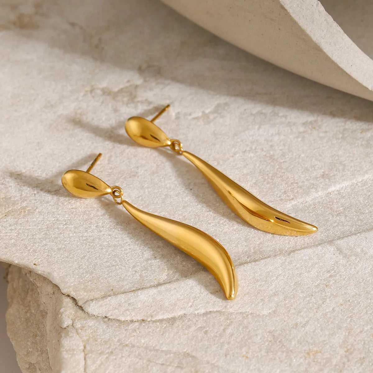 1 Pair Simple Style Classic Style Water Droplets Plating 316 Stainless Steel  18K Gold Plated Drop Earrings