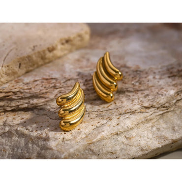 1 Pair Simple Style Classic Style Water Droplets Plating 316 Stainless Steel  18K Gold Plated Ear Studs