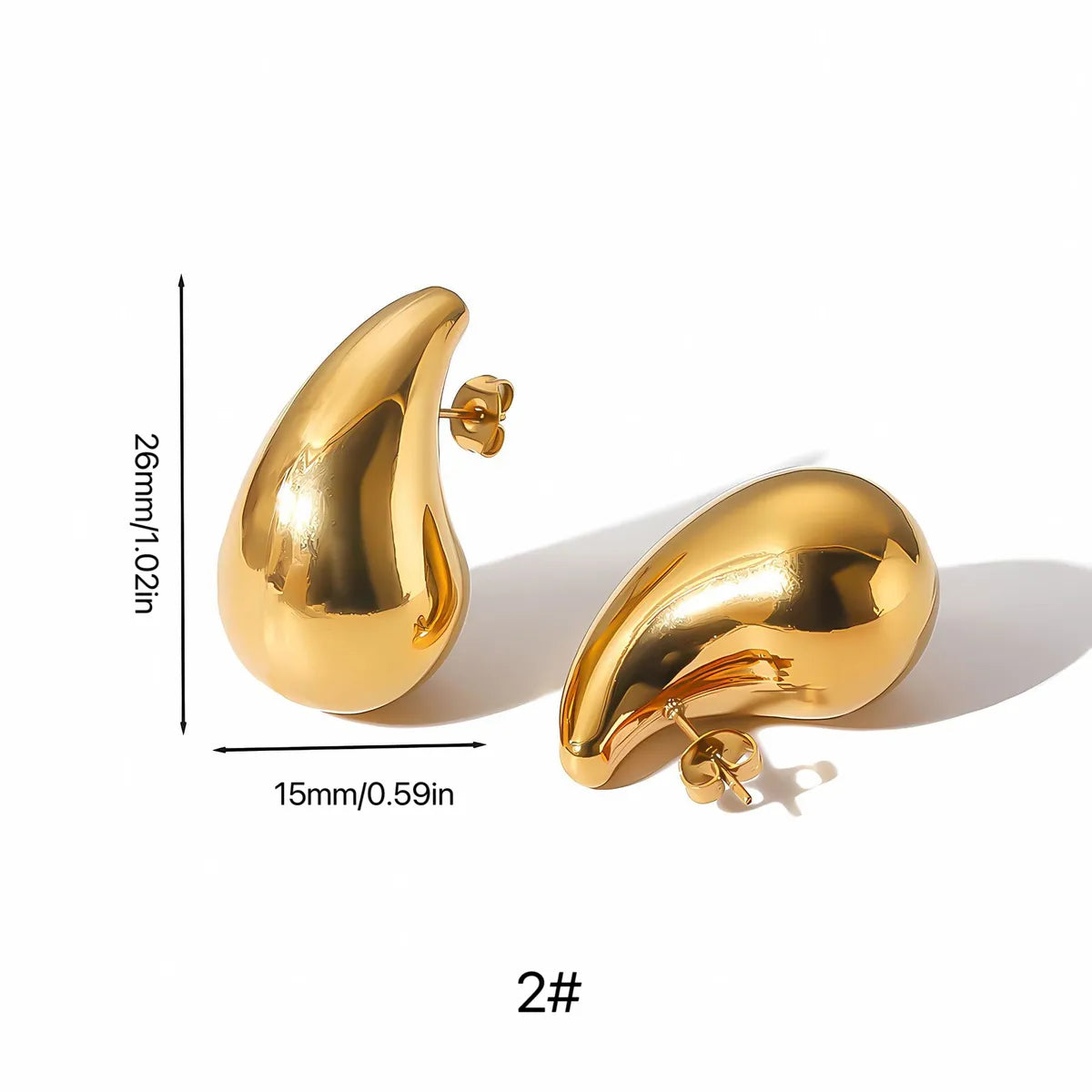 1 Pair Simple Style Classic Style Water Droplets Plating 316L Stainless Steel  18K Gold Plated Ear Studs