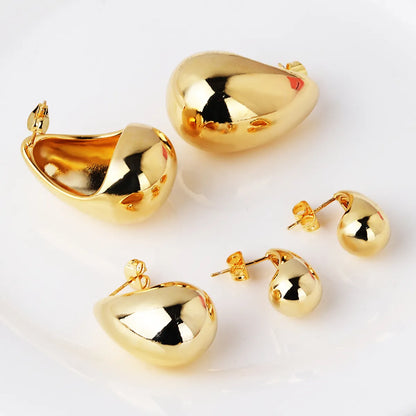 1 Pair Simple Style Classic Style Water Droplets Plating Copper Ear Studs