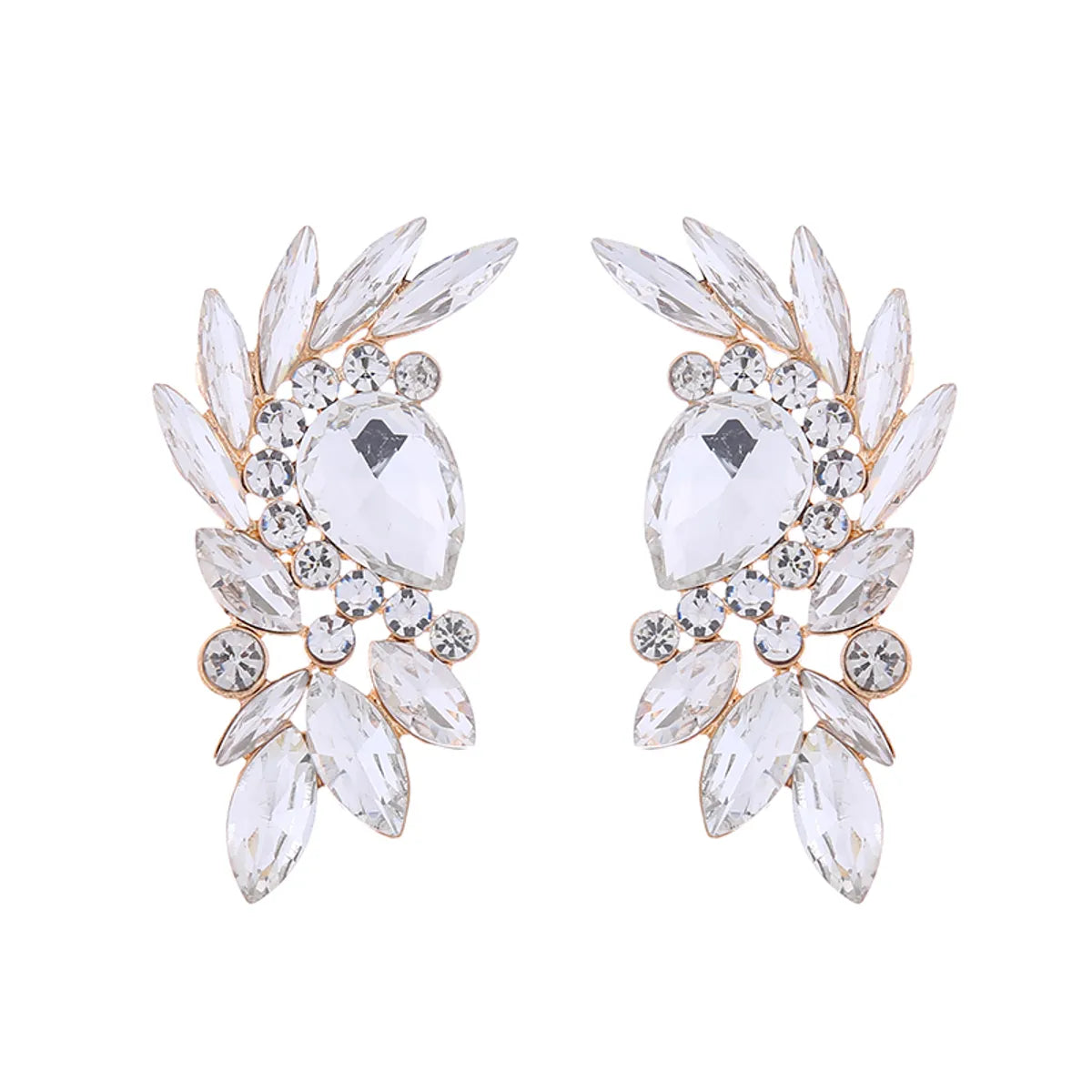 1 Pair Simple Style Classic Style Water Droplets Plating Inlay Alloy Rhinestones Gold Plated Ear Studs