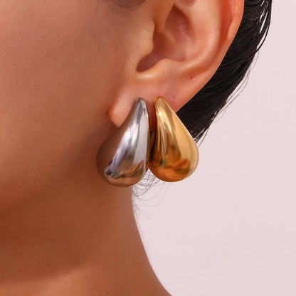 1 Pair Simple Style Classic Style Water Droplets Plating Stainless Steel 18k Gold Plated Ear Studs