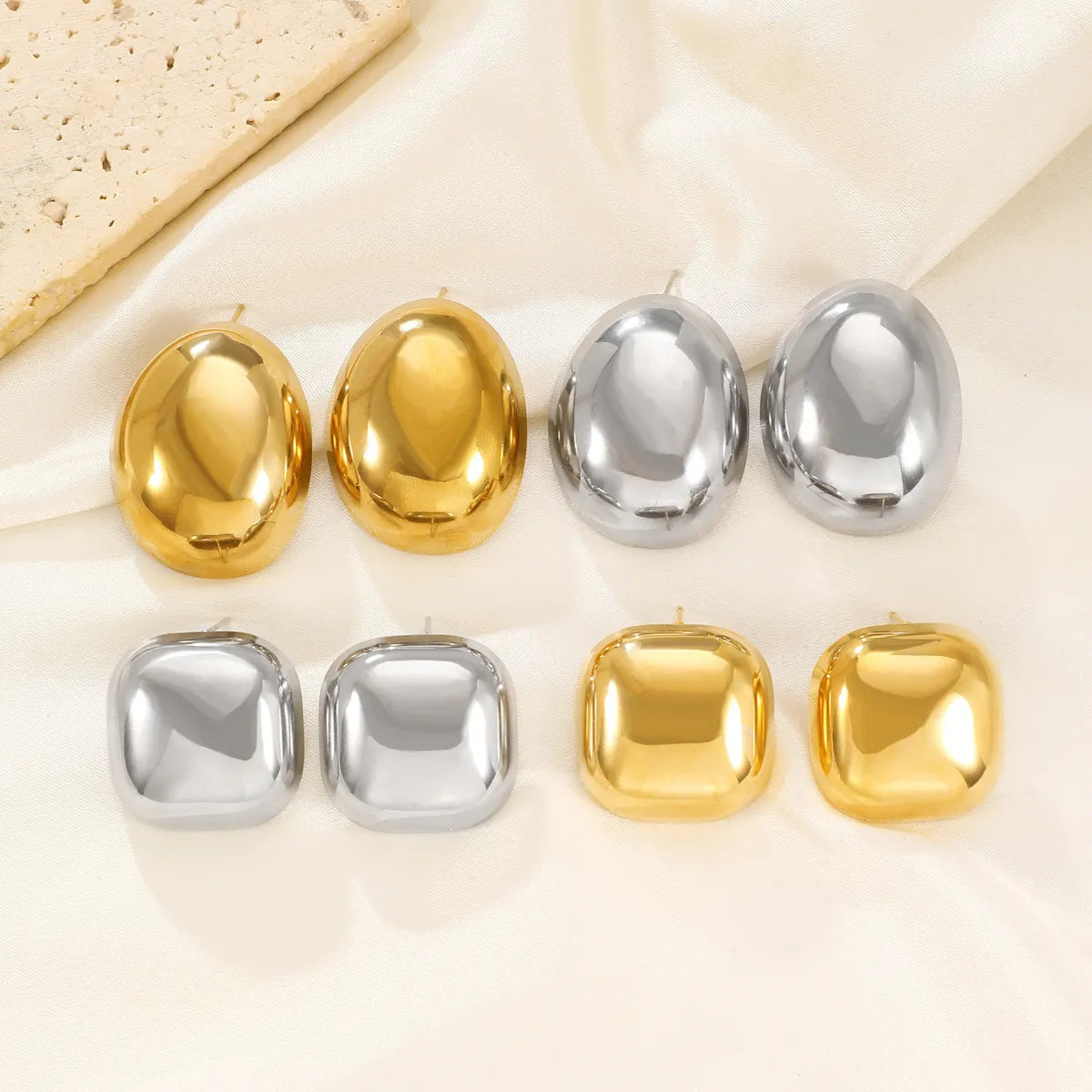 1 Pair Simple Style Classic Style Water Droplets Titanium Steel 18K Gold Plated Ear Studs