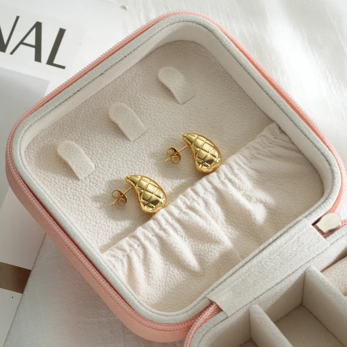 1 Pair Simple Style Classic Style Water Droplets Waves Plating 304 Stainless Steel 18K Gold Plated Ear Studs