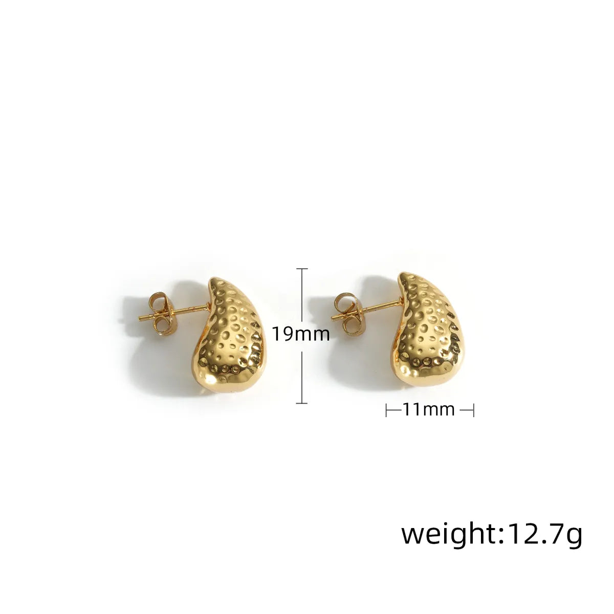 1 Pair Simple Style Classic Style Water Droplets Waves Plating 304 Stainless Steel 18K Gold Plated Ear Studs