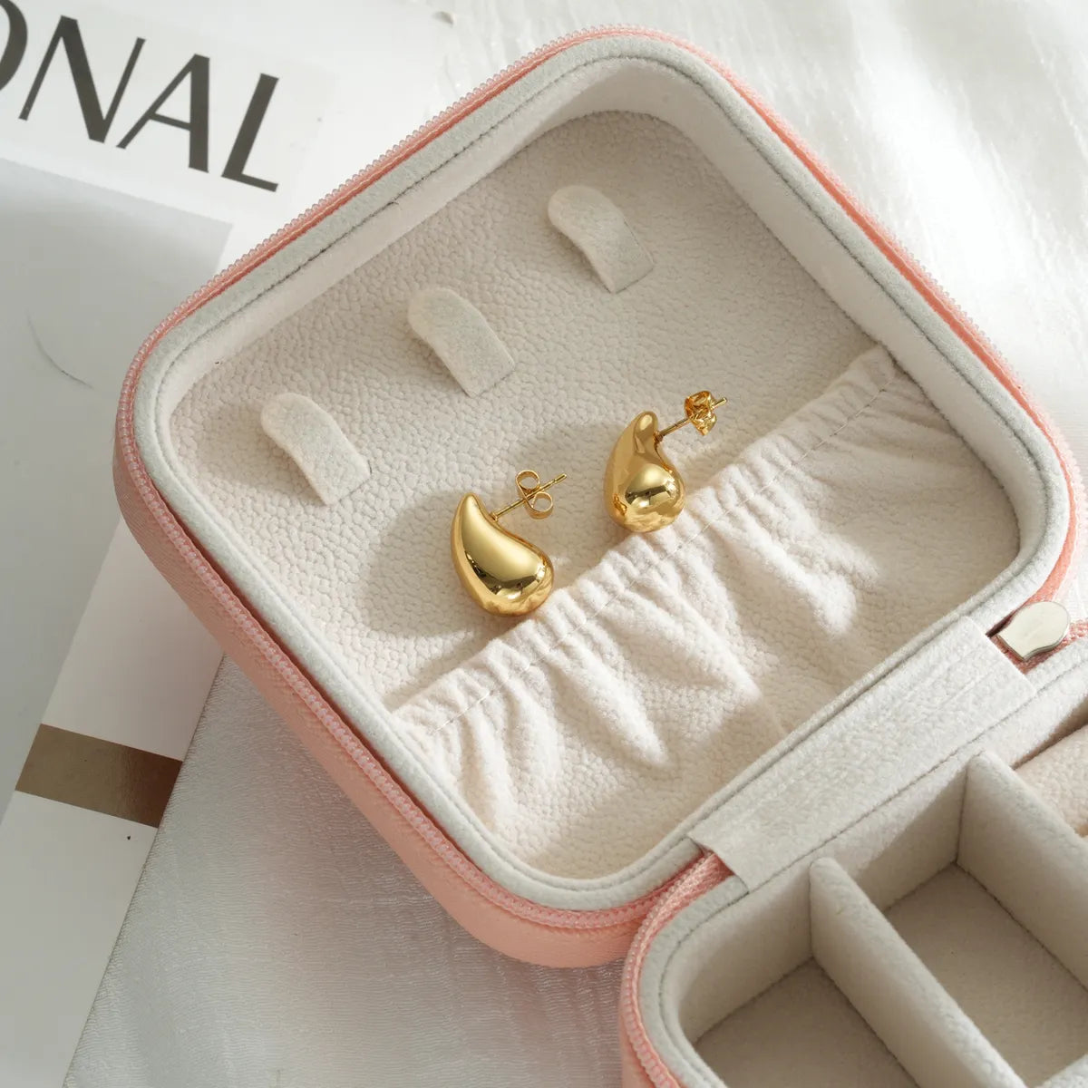 1 Pair Simple Style Classic Style Water Droplets Waves Plating 304 Stainless Steel 18K Gold Plated Ear Studs