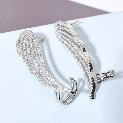 1 Pair Simple Style Classic Style Wings Plating Inlay Copper Zircon White Gold Plated Ear Studs