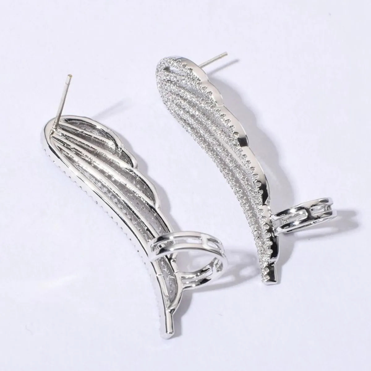 1 Pair Simple Style Classic Style Wings Plating Inlay Copper Zircon White Gold Plated Ear Studs