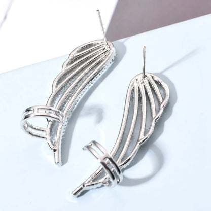 1 Pair Simple Style Classic Style Wings Plating Inlay Copper Zircon White Gold Plated Ear Studs