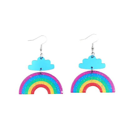 1 Pair Simple Style Clouds Rainbow Patchwork Metal Ear Hook