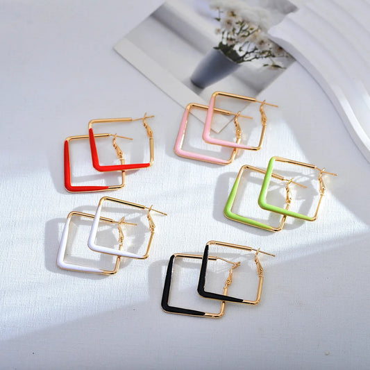 1 Pair Simple Style Color Block Enamel Copper Earrings