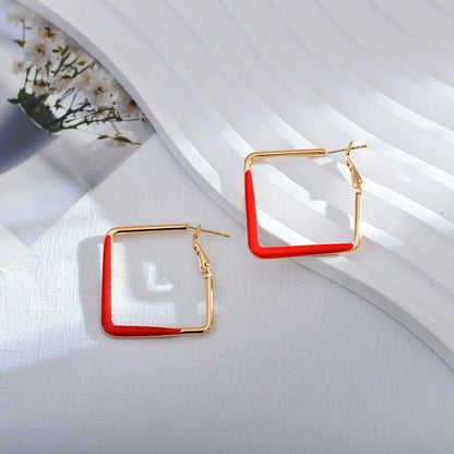 1 Pair Simple Style Color Block Enamel Copper Earrings