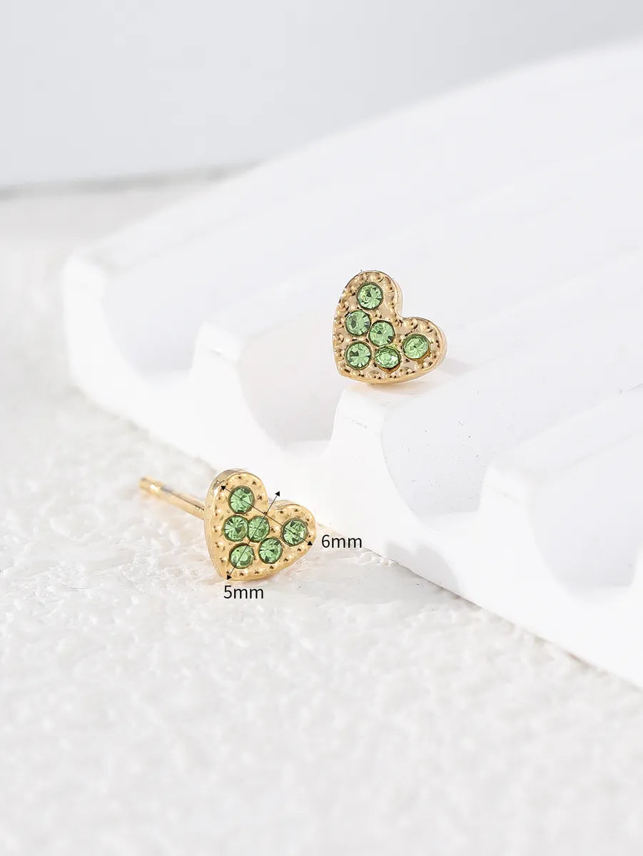 1 Pair Simple Style Color Block Inlay Stainless Steel Zircon Ear Studs