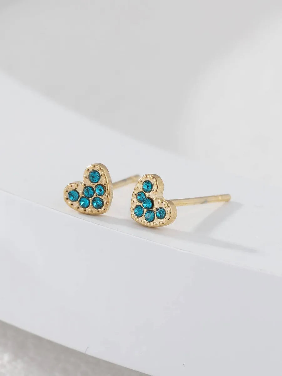 1 Pair Simple Style Color Block Inlay Stainless Steel Zircon Ear Studs