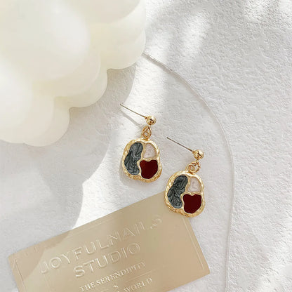 1 Pair Simple Style Color Block Plating Alloy Gold Plated Drop Earrings